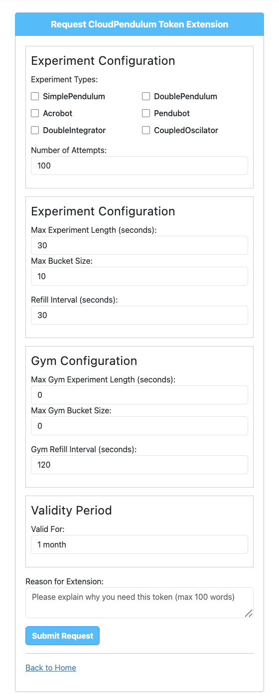 Token extension form screenshot