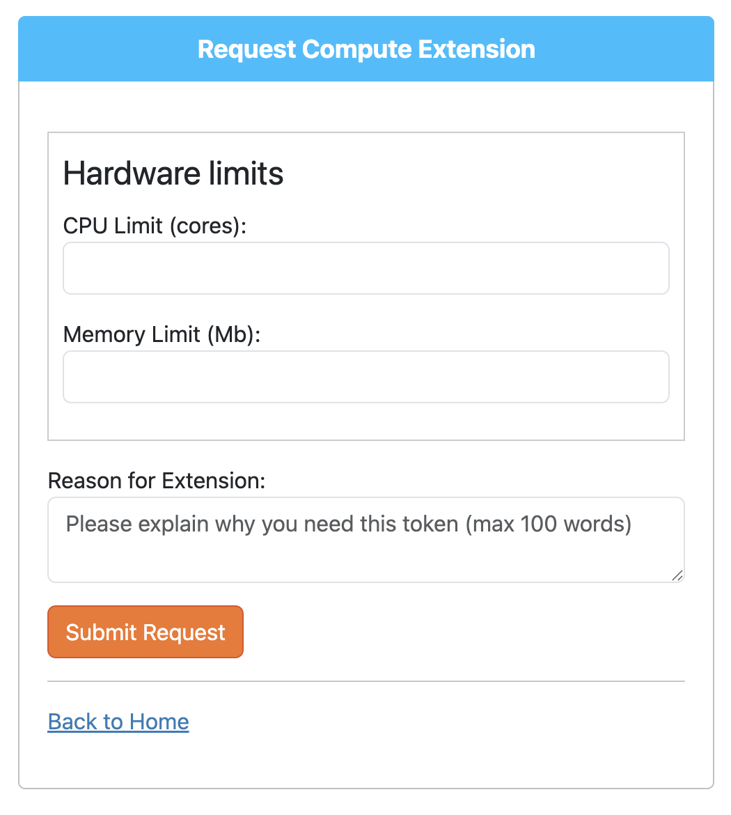 Compute extension request screenshot